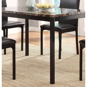 DB Style Simple 1pc Table à manger en faux marbre marron cadre de finition en métal noir assemblé meubles de salle à manger de transition - Product Image 5