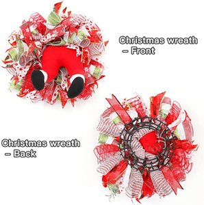Guirlandes de Noël artificielles Grinch Thief pour porte d'entrée <span class=keywords><strong>et</strong></span> fenêtre extérieure, décorées avec un ruban motif fesses de gnome Père Noël XD2780 - Product Image 2