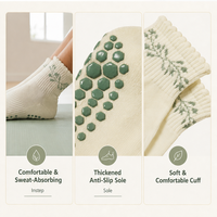 Chaussettes de yoga et de pilates pour femmes avec logo jacquard personnalisé, chaussettes de sport en coton antidérapantes, service OEM tendance