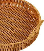 Panier de service alimentaire tissé à la main, multifonctionnel, en matériau PP, en rotin, pour table à manger, bords lisses, plateau de cuisine