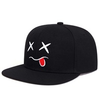 Casquette de baseball à visière plate avec motif Smiley Brush Stroke X Graphic, unisexe, style streetwear, réglable pour hommes et femmes, décontractée, en gros