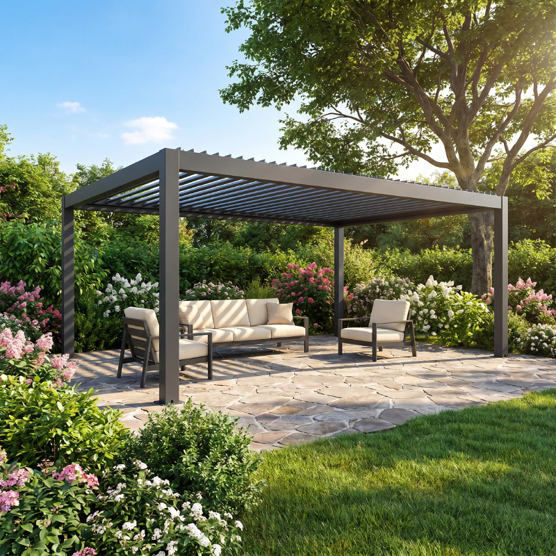 Greenawn Modern Electric Aluminum Pergola Bioclimatic Pergola Gazebo Outdoor Louvered Roof For Outdoor Restaurant Dining Area · image 2