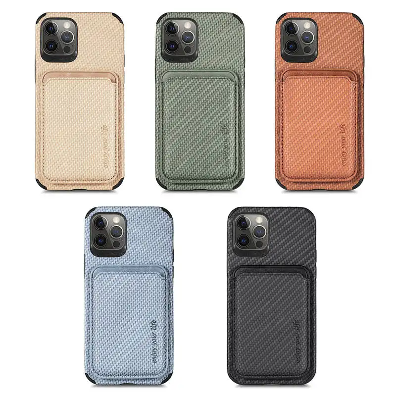 cool carbon fiber patterns stick Card sleeve for iphone 13 pro max 12 mini 11 pro 7 8 plus phone case magnetic