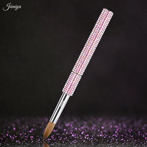 Phong Cách Sáng Bóng Thạch Trang Trí Không-Trượt Màu Hồng Kim Loại Xử Lý Bạc Ferrule Tinh Khiết Kolinsky Acrylic Bàn Chải Cho Anail - Product Image 4