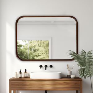 Espejo grande montado en la pared rectangular de diseño moderno de lujo, iluminada con marco de madera decoración del hogar, solución de diseño gráfico - Product Image 6