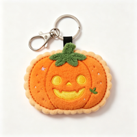 Porte-clés en chenille brodé Halloween, mignon, sorcière, citrouille, peluche, personnalisé, promotionnel, dessin animé, pour décoration de sac, cadeau
