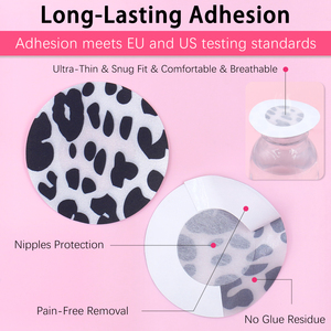 Cache-<span class=keywords><strong>tétons</strong></span> adhésifs jetables en satin respirant à motif vache, multi-formes, pour une décoration mignonne des seins féminins - Product Image 2