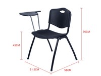 Chaise de bureau ergonomique élégante en plastique et métal pour étudiants, avec tablette d'écriture, idéale pour les salles de conférence et de lecture pour adultes