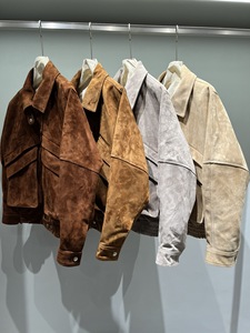 Giacca Corta da Donna <span class=keywords><strong>in</strong></span> Vera <span class=keywords><strong>Pelle</strong></span> Scamosciata <span class=keywords><strong>Marrone</strong></span> Cioccolato Stile Bomber - Product Image 2