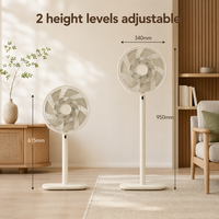 Ventilateur sur pied silencieux de 12 pouces avec moteur BLDC, hauteur réglable, télécommande, 8 vitesses, électrique, pour usage domestique et de bureau, design moderne