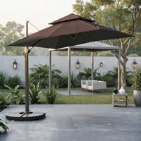 Parasol cantilever robuste de 3 m, résistant au vent, en aluminium renforcé, avec inclinaison à 360 degrés pour jardin et cour