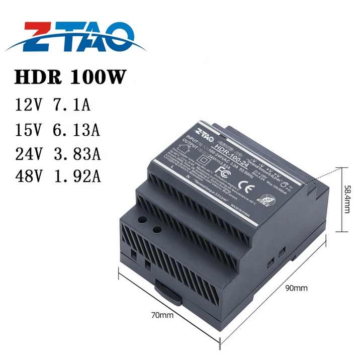 Din Rail Smps Power Supply HDR-100-12 100W 7.5A Ac Dc Power Supplies ...