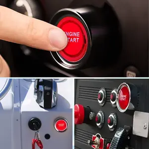 SPST 50A 12V Start Switch 3Pin Screw Push Car Start Engine Button Switch Automotive Start Switch Car With Colorful LED