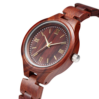 Bracelet en bois de santal rouge pour femme TJW, montre en bois de luxe, montre élégante pour femme
