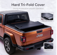 Couverture de benne rigide pliable TonneaJeep Gladiator pour Chevrolet Silverado 1500 2019-2024 Nissan Frontier 2022-2024 5.5ft 4x4