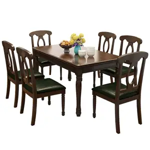 American country solid wood furniture, ash wood rectangular dining table and chair combination of small simple western home
