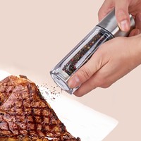 Ensemble moulin à sel et à poivre manuel en acier inoxydable et acrylique avec broyeur en céramique réglable, 2 pièces, moulin à épices de cuisine
