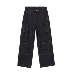 Vaqueros Cargo Unisex de Invierno Estampados Lavados de Pierna Ancha y Ajuste Holgado con Estampado Metálico para Hombre - Product Image 1