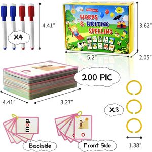 100 cartes flash CVC pour enfants, cartes flash CVC épaisses et réutilisables, cartes <span class=keywords><strong>de</strong></span> <span class=keywords><strong>lecture</strong></span> préscolaire et cartes <span class=keywords><strong>de</strong></span> mots à orthographier - Product Image 2