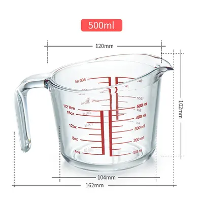 Визуальные микроволновые безопасные мерные чашки из боросиликатного стекла мерная банка для жидких ингредиентов набор для молока и масла 3 с ручкой