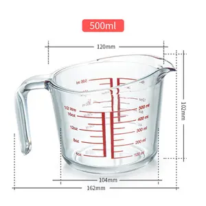 시각적인 마이크로파 액체 성분을 위한 안전한 붕규산 유리 측정 컵 측정 단지 우유 기름 세트 3 손잡이