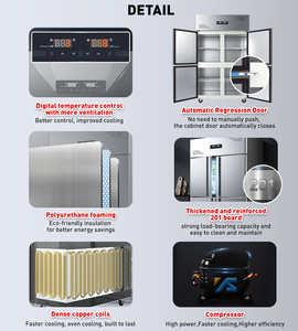 YINZHENG Équipement de Réfrigération Commercial de Cuisine Grande Capacité Quatre Portes en Acier Inoxydable Vertical Double Température à Froid Direct - Product Image 6
