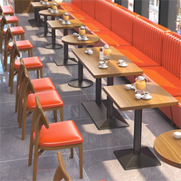 Prix Direct Usine Luxe Restaurant Bois Tables et Chaises Banquette Demi-Circulaire Orange Ensemble de Restaurant pour Restauration Rapide
