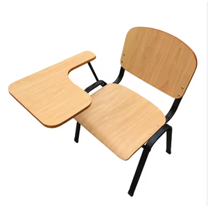 Silla de Escritorio Escolar de Madera Clara de una Pieza con Tablero de Escritura, Ideal para Aulas y Centros de Capacitación - Product Image 1
