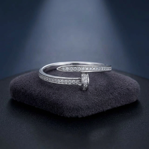 92.5 Silver Geometric Romantic <b>Finger</b> <b>Ring</b> with White Zircon and Channel Setting for Unisex Everyday Wear-180845 - Product Image 3