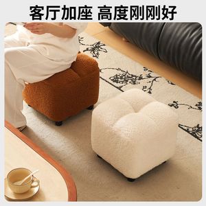 Square Lamb Wool Stool With Storage For Shoe Rack Adult Use - Product Image 2