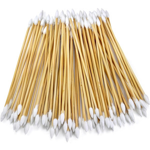 Hisopos de algodón de doble punta, varillas de bambú de 15 cm, puntas redondas y puntiagudas, limpieza desechable para oídos, nariz y cara - Product Image 3
