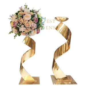 Decoraciones modernas de boda para eventos, centro de mesa de oro de 23,6 pulgadas