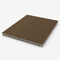 Panneau en aluminium nid d'abeille à grain de bois brun foncé personnalisé avec film décoratif pour revêtement mural intérieur