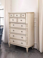 Amerikanische Vintage-Kommode im Landhausstil aus Massivholz, Weiß, für Schlafzimmer und Wohnzimmer, Wandanliegend, Neun Schubladen, Hergestellt in China