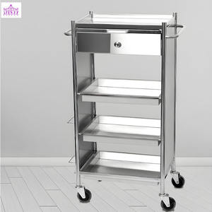 Chariot de coiffure plateau de service en aluminium avec rouleaux pour chariot de beauté de Spa de tatouage de Salon - Product Image 1