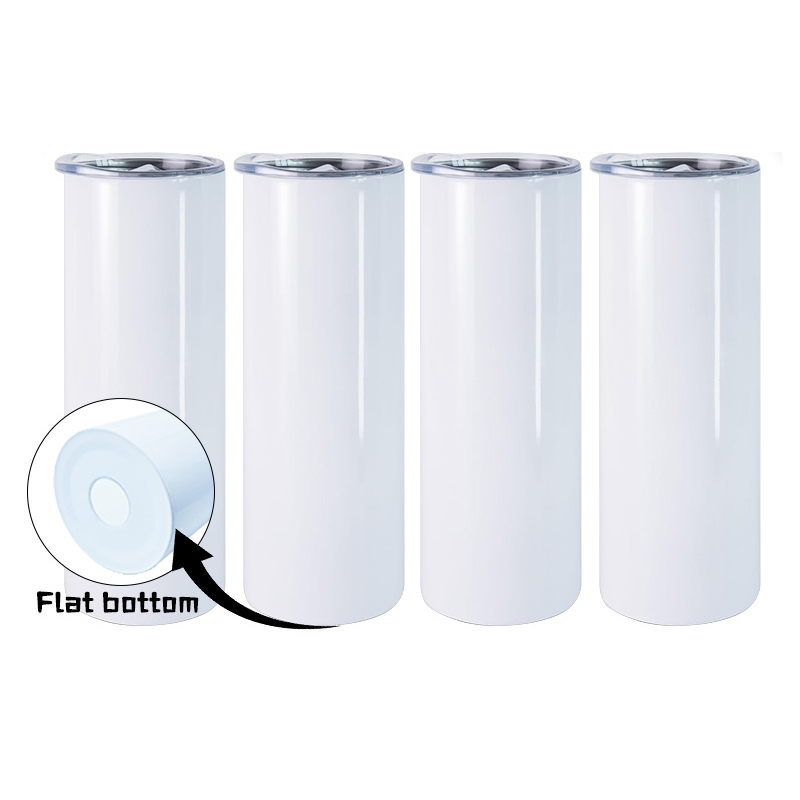 20oz flat tumbler with plastic straws