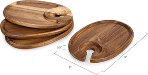 Assiettes à apéritif personnalisées pour le vin, <span class=keywords><strong>assiette</strong></span> à <span class=keywords><strong>cocktail</strong></span> avec porte-verre, planche à fromage en bois d'acacia avec porte-vin - Product Image 4