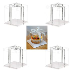 Boîte à gâteaux transparente transparente avec ruban pour pâtisseries Coffrets cadeaux transparents avec couvercle Fête de mariage et affichage de cadeaux - Product Image 6