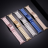 Bracelet de montre Boorui en acier inoxydable à triple maillon 18mm/20mm/22mm avec fermoir pliant en métal pour // Watch Series