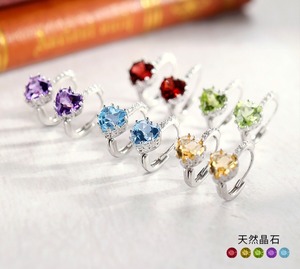 9 Pendientes de Aro de Plata de Ley 925 con Baño de Oro Blanco y Piedras Naturales de Corte Corazón de 6mm de Alta Calidad, Joyería Streetwear - Product Image 4