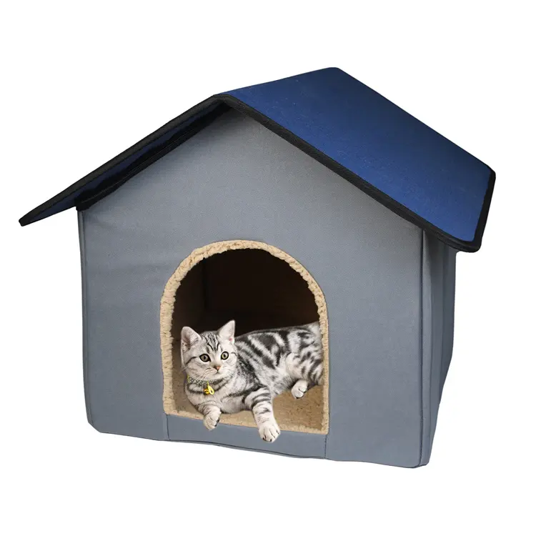 Geerduo Pet hava kapalı iç açık katlanabilir sıcak vahşi köpek kedi barınak yatak ev kulübesi kapaklı