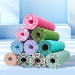 <span class=keywords><strong>TPE</strong></span>ヨガマット6mm 8mm 10mmカスタム防水ジム設備フィットネス二層キャリングストラップ付き - Product Image 6