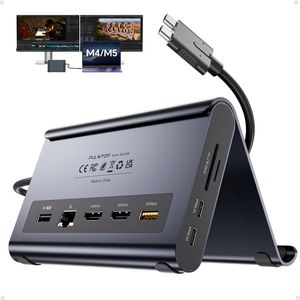 Base de Conexión PULWTOP para <span class=keywords><strong>MacBook</strong></span>, Monitor Dual 4K60Hz con 2 HDMI, Ethernet, USB-A/C 10Gbps, para <span class=keywords><strong>MacBook</strong></span> <span class=keywords><strong>Pro</strong></span>/Air M4/M5 - Color Medianoche - Product Image 1