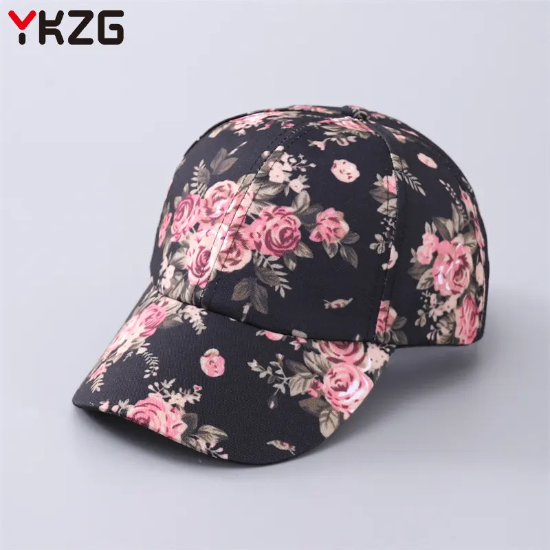 High Quality Pure Cotton Baseball Cap Flower Embroidery Rose Sports Hat with Custom Logo for Sports Fans
