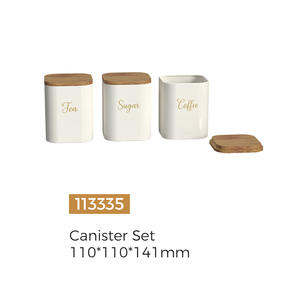 Juego de recipientes de almacenamiento con tapa de bambú, color blanco marfil, rectangulares, para cocina, herméticos, para té, azúcar, café y pan. - Product Image 5