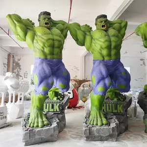 Figuras de ação de filme super-herói, personalizado, tamanho da vida muscular, homem, fibra de vidro, hulk, resina, escultura
