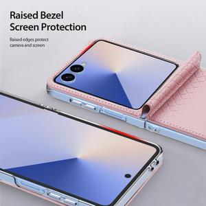 เคสโทรศัพท์แบบพับได้ เหมาะสำหรับเคสโทรศัพท์ Zflip 7 หนัง PU แฟชั่น ป้องกันรอบด้าน ฝาพับในตัว - Product Image 2