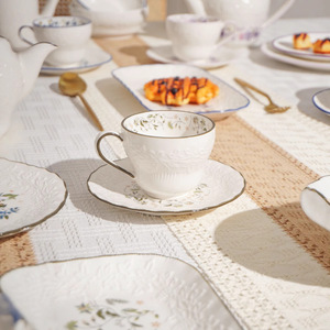 ชุดจานเซรามิกลายดอกกุหลาบสไตล์ฝรั่งเศส<span class=keywords><strong>โบราณ</strong></span> สำหรับเทศกาล โรแมนติก ใช้กับไมโครเวฟได้ ชุดจานชามสำหรับซุป - Product Image 6