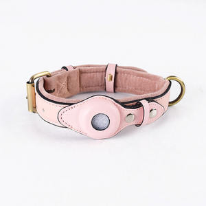 Vente en gros petit moyen grand collier pour animaux de compagnie en cuir rose souple traceur GPS support d'étiquette d'air ruban imprimé sécurité pour animaux de compagnie chiens chats - Product Image 6