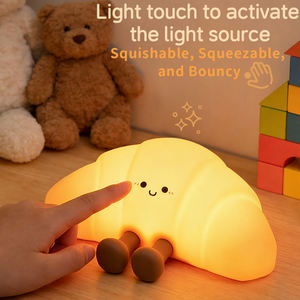 Creative Croissant-Shaped Small Silicone Night Light Tap Control Bedroom & Desktop Atmosphere Decoration <b>Lamp</b> - Product Image 3